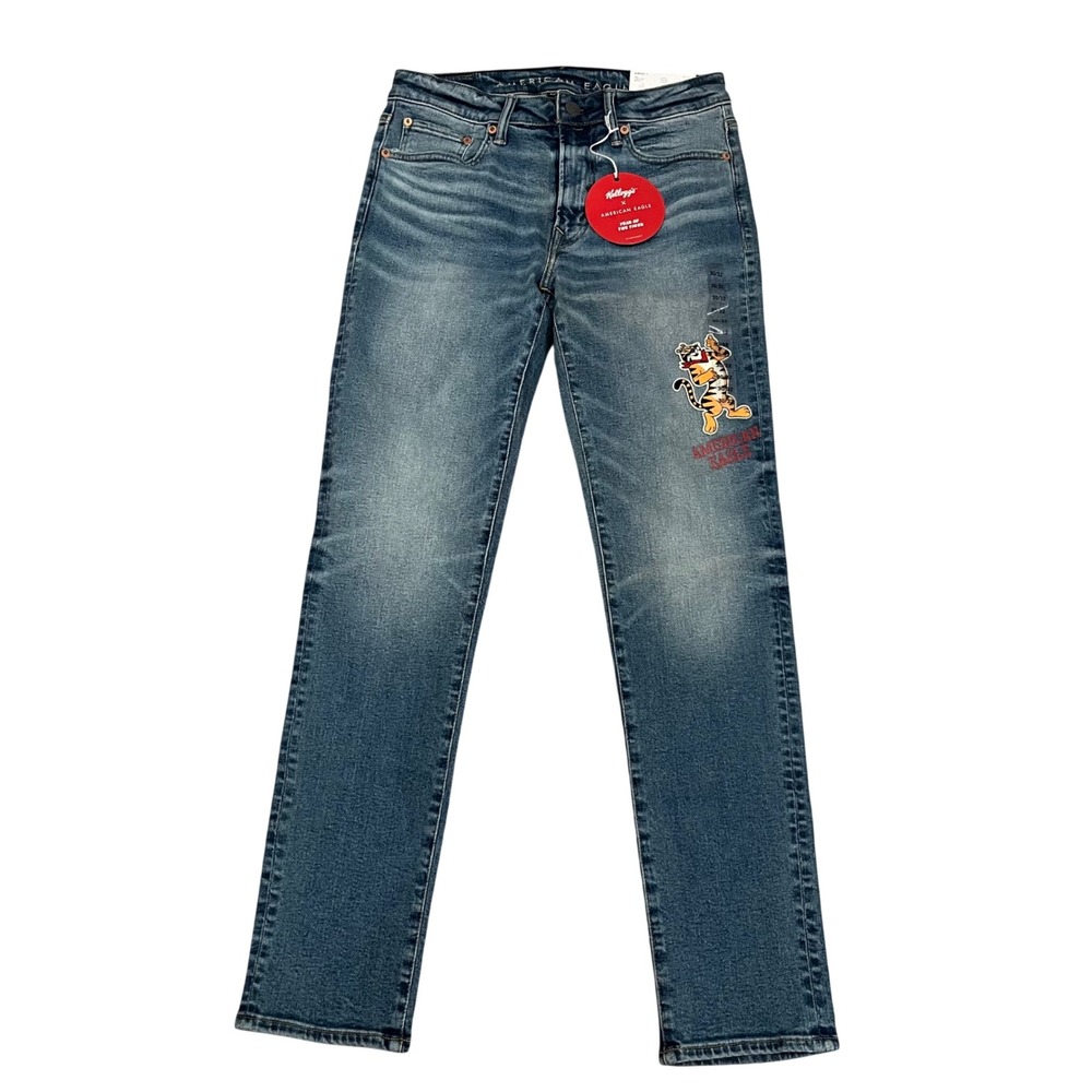 American Eagle Kellogg's Tony the Tiger Airflex+ Slim Jeans Blue‎ 30x32 NWT